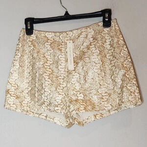 NWT Mustard Seed Gold Sparkle highrise Crochet lace shorts. Women's size medium